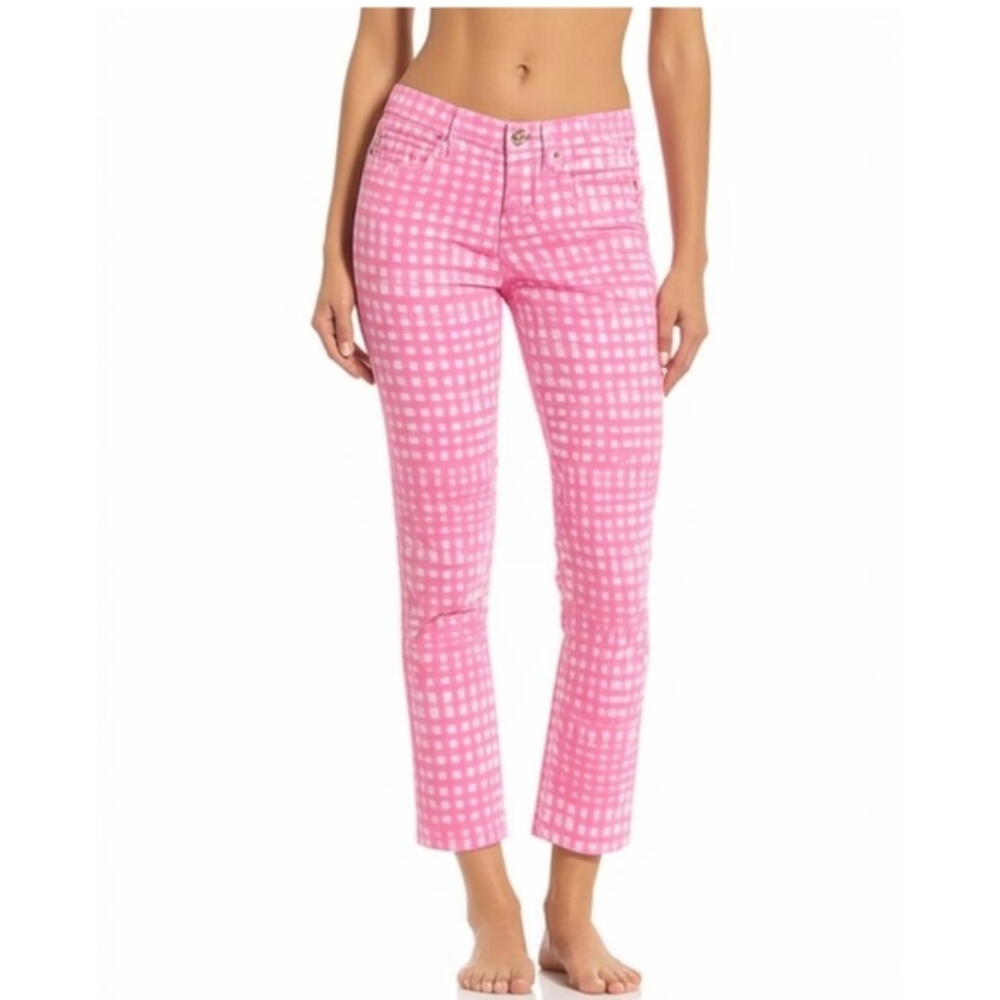 Lilly Pulitzer Pink Gingham Ankle Crop Jeans